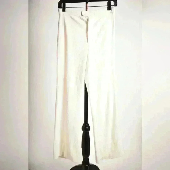 60s GINO PAOLI White Cotton Poly Boucle Summer Yacht Flared Pants  XS 26" Italy - Picture 1 of 10
